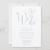 We Love Heart Script Stofblauw Trouwen Kaart (Voorkant)