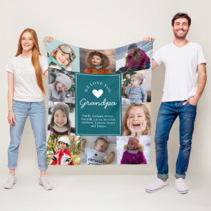 We Love Opa Foto Collage Handgeschreven Lettertype Fleece Deken