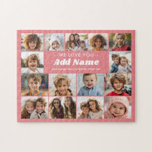 We Love You - Aangepaste naam - 15 foto collage Legpuzzel