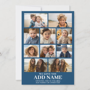 We Love You Add Name - 10 Foto Collage - Modern Feestdagenkaart