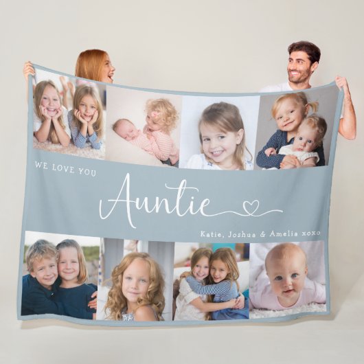We Love you Auntie Script 8 Photo Modern Fleece Deken (In situ)