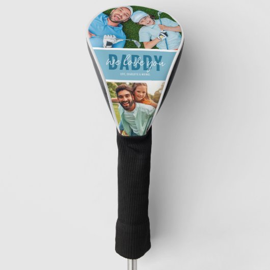 We Love You Daddy 2 Foto Blauw Golfheadcover (Voorkant)