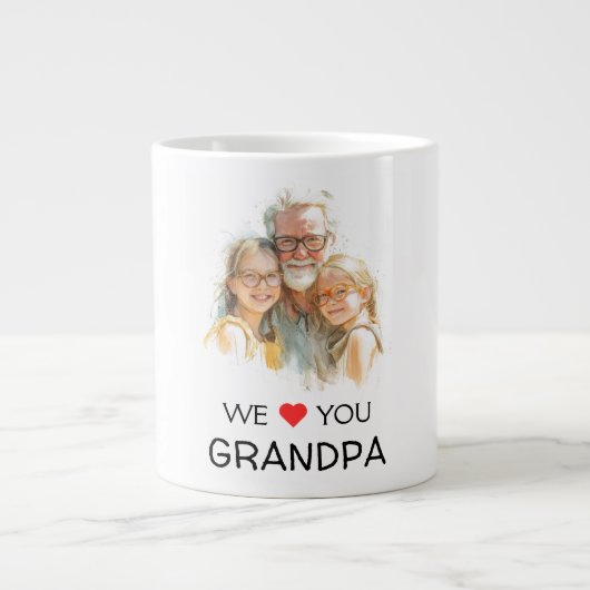 We Love You Grandpa Mug | Personalized Photo Extra Grote Beker (Voorkant)