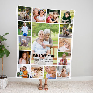We Love You Grootouders Namen Fleece Deken