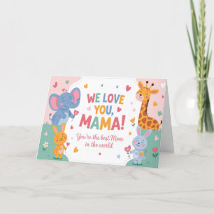 We Love You Mama Kleurrijke Kids Stijl Moederdag  Feestdagen Kaart