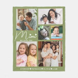 We Love You Mimi Grandkids 6 Fotocollage Groen Fleece Deken