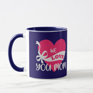 We Love You Moeder Donkerblauwe Typografische Duo Mok