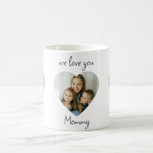 We Love You Mom - Custom Photos Heart Mug