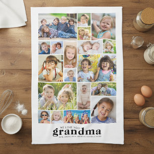 We Love You Oma 19 Foto Collage Namen Modern Theedoek