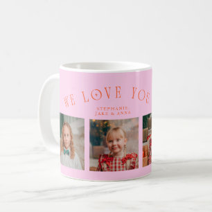 We Love You Oma 4-Foto Oranje Roze Koffiemok