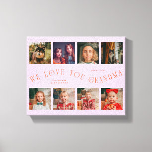 We Love You Oma 8 foto-raster oranje roze Canvas Afdruk