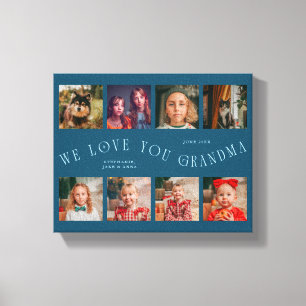 We Love You Oma 8 foto raster turquoise Canvas Afdruk