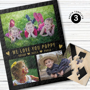 We Love You Oma Kleinkinderen 3 Foto Collage Zwart Legpuzzel