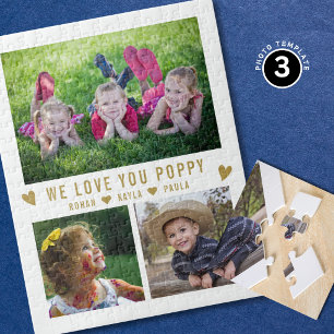 We Love You Oma Namen van 3 kleinkinderen Fotocoll Legpuzzel