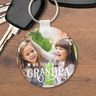 We Love You Opa 1-2 Foto's Aangepaste Kleur Sleutelhanger