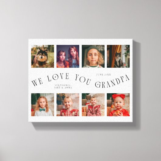We Love You Opa | 8 Foto Raster Wit Canvas Afdruk (Voorkant)