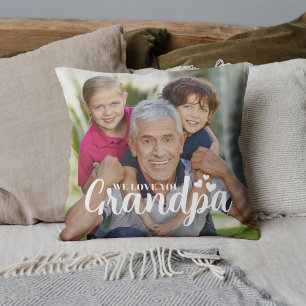 We Love You Opa Foto Hartjes Script Kussen