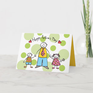 We Love You Papa Cartoon Familie Gelukkige Vaderda Kaart