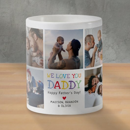 We Love You Papa Photo Collage Café Mug