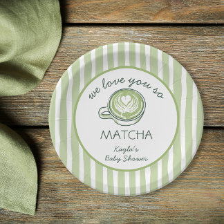 We Love You So Matcha Groene Thee Baby Borrel Papieren Bordje