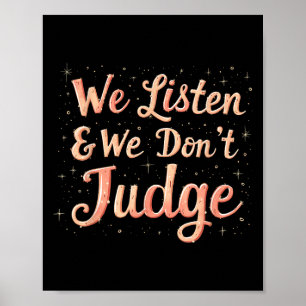 We luisteren en kamperen; we beoordelen positieve poster