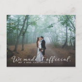 We Made it Official Wedding Photo Aankondigingskaart (Voorkant)