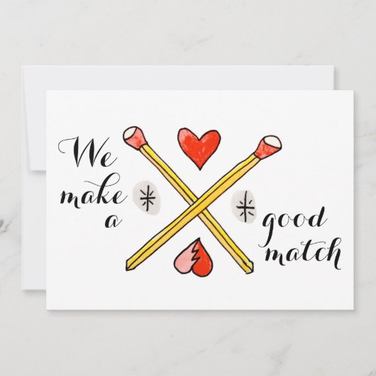 We Make a Good Match Valentine's Day flat card Feestdagenkaart (Voorkant)