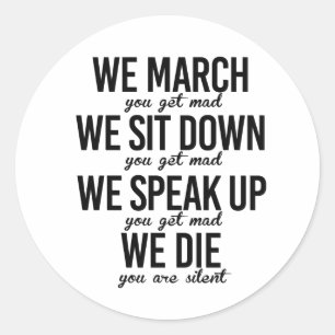 We marcheren We gaan zitten We spreken op Ronde Sticker