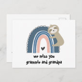We missen jullie Rainbow Sloth grootouders Briefka Briefkaart (Voorkant / Achterkant)