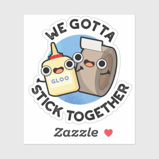 We moeten samen Funny Sticky Tape Glue Pun Sticker (Vel)