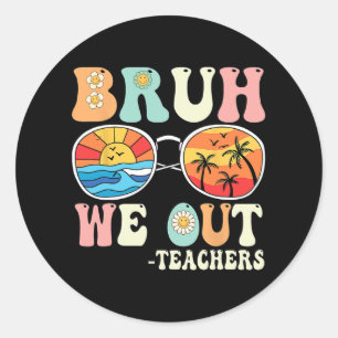 We out groovy retro leraren blij laatste dag van d ronde sticker