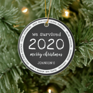 We Overleefden 2020 Naam Grijs Keramisch Ornament