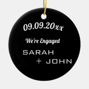 We re Engaged Photo Black White Ceramic Ornament