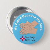 We reinigen omdat we er om geven ronde button 7,6 cm (Voorkant /achterkant)