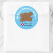 We reinigen omdat we er om geven ronde sticker (Tas)