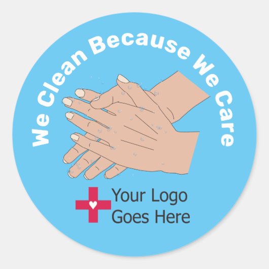 We reinigen omdat we er om geven ronde sticker (Voorkant)