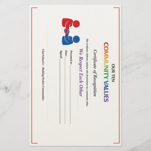 We Respect Each Other-certificaat briefpapier (Voorkant)