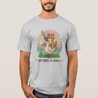 We rijden bij het ochtendgloren Moppekat op eend m T-shirt