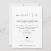 We Said I Do Elopement Reception Invitation (Devant)