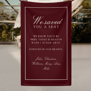 "We Saved You A Seat" Bourgondische Trouwdag Spandoek