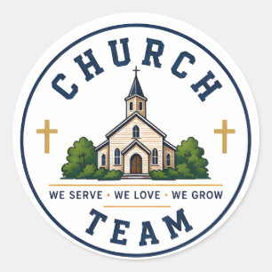 We Serve We Love Kerkteam Ronde Sticker