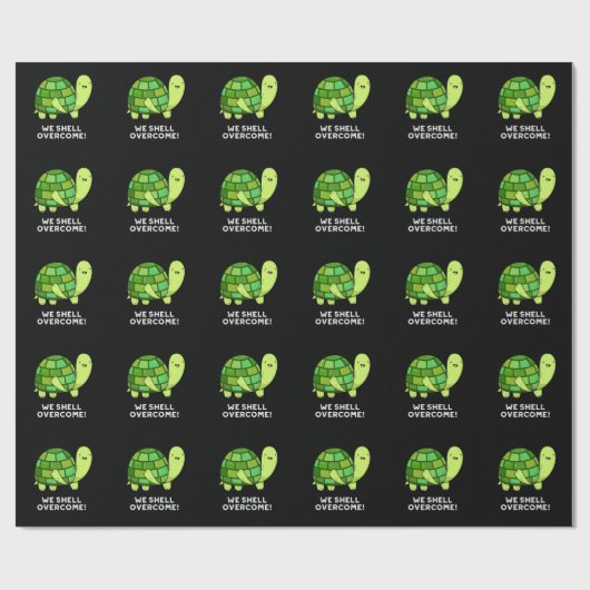 We Shell Overcome Funny Tortoise Pun Dark BG Cadeaupapier (Vlak)