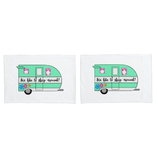 "We slapen graag rond" Camper Pillow-Hoesjes Kussensloop (Voorkant-Set)