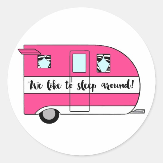 "We slapen graag rond" Camper stickers (Voorkant)