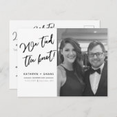 We sloten de Knot Script Wedding Announding Foto Briefkaart (Voorkant / Achterkant)