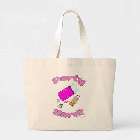 We Slumber Party Hard Funny Slogan Cartoon Joy Grote Tote Bag (Voorkant)