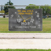 We staan nog open terwijl we in aanbouw zijn spandoek (Insitu)