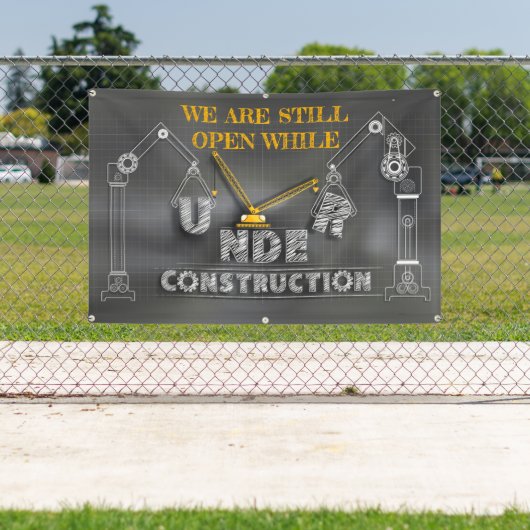 We staan nog open terwijl we in aanbouw zijn spandoek (Insitu)