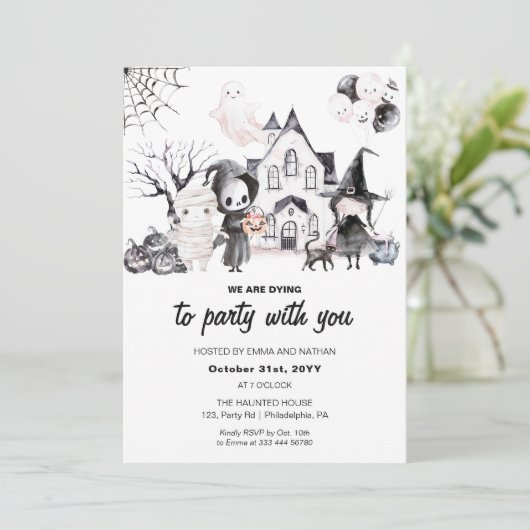 We sterven om te feesten | Uitnodiging voor Hallow (Staand voorkant)