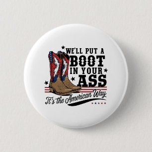 We stoppen een laars in je Westerne Cowgirl 4th of Ronde Button 5,7 Cm